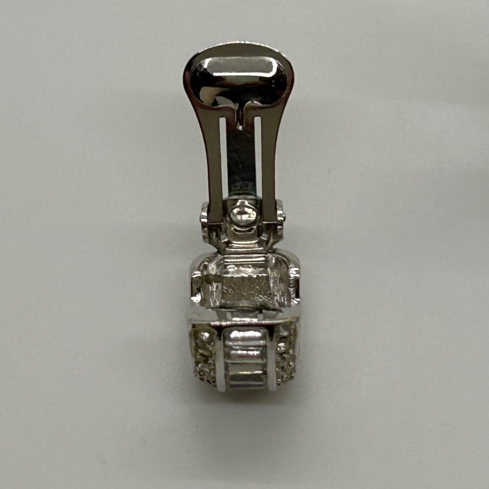 Christian Dior Vintage Clip-On Earrings With Rhinestones & Silver-Tone Metal - Picture 6 of 16